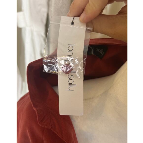 Long Tall Sally Women's Sz 8 Tall Burnt Orange Midi Tie Waist Shirt Dress #0600 - Picture 8 of 14